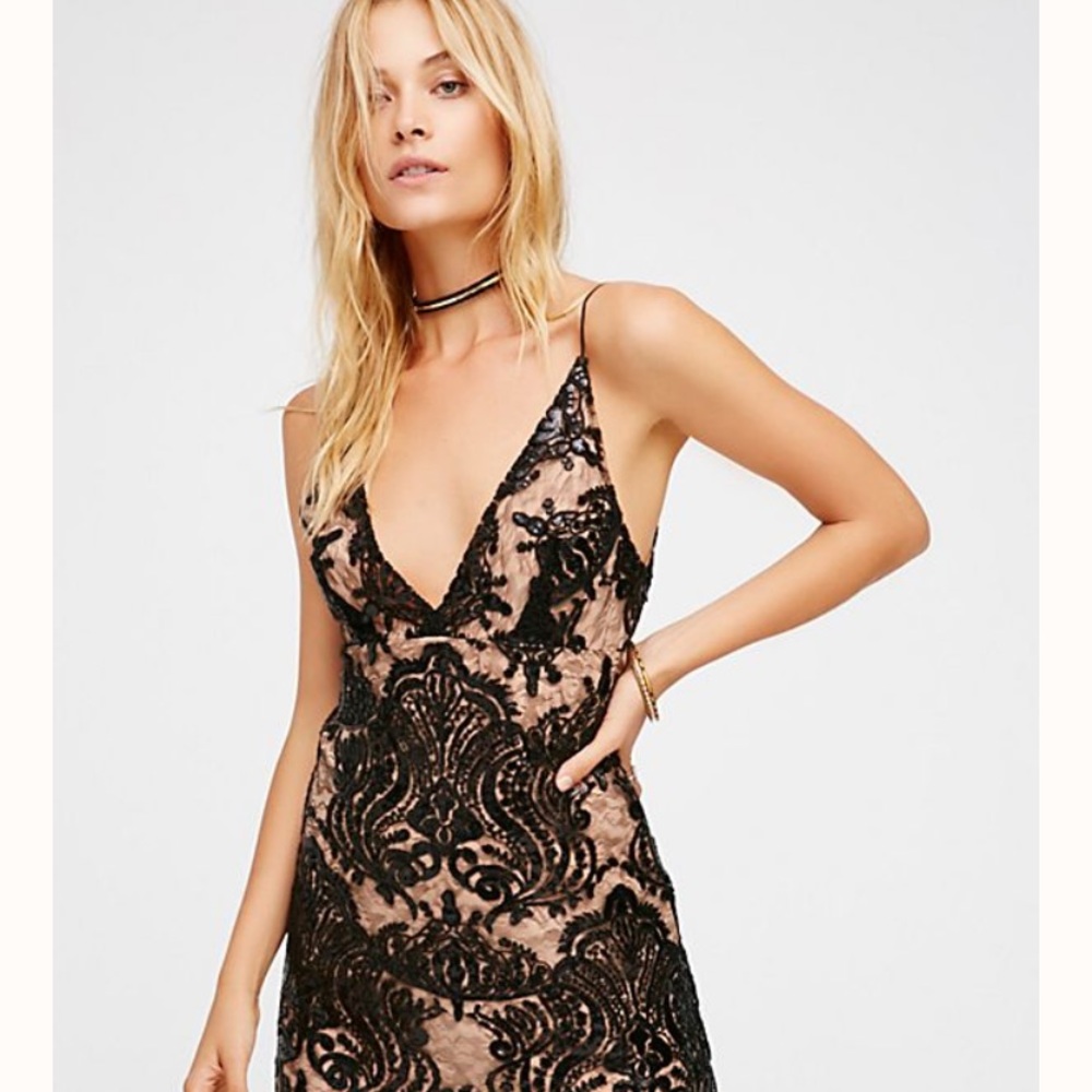 free people night shimmers mini dress